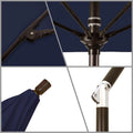 SUN MASTER SERIES 9FT ALUM/FIBERGLASS CRANK COLLAR TILT MARKET UMBRELLA IN NAVY BLUE SUNBRELLA
