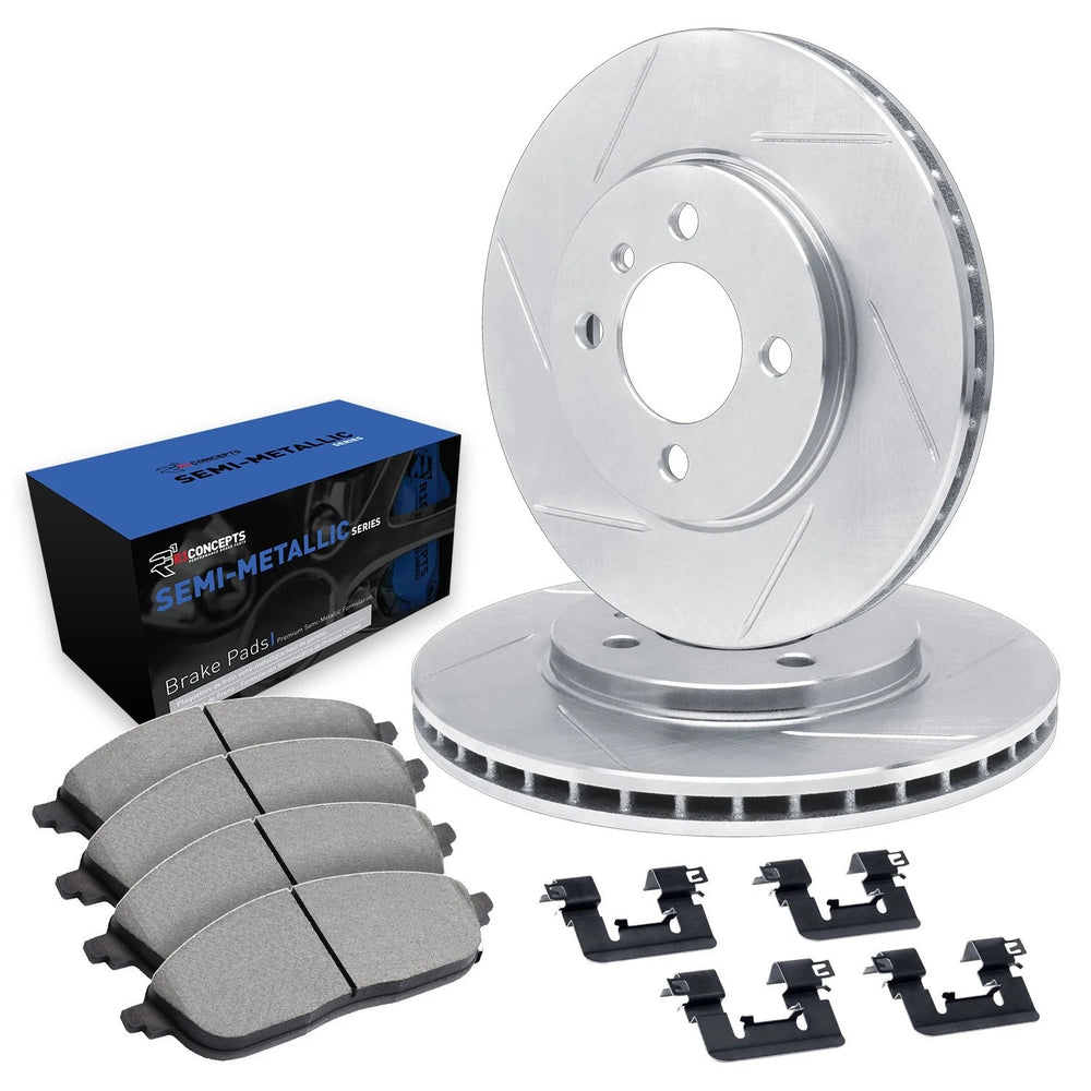 R1 Concepts Brake Rotors - Slotted - Silver w/ Semi-Met Pads Hdw Fits Ford EcoSport