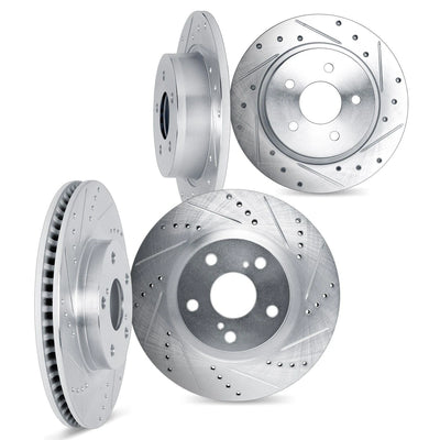 DFC 09-12 Hyundai Tucson Front & Rear Drilled & Slotted Silver Rotors