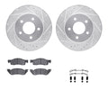 R1 87-90 Dodge Dakota Front Drilled & Slotted Silver Brake Rotor Set w/Optimum OE Pads and Hardware