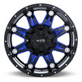 SPINE 20X9 6X135/139.7 ET10 CB87.1 GLOSS BLK MILLED BLUE SPK
