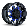 SPINE 20X9 6X135/139.7 ET10 CB87.1 GLOSS BLK MILLED BLUE SPK