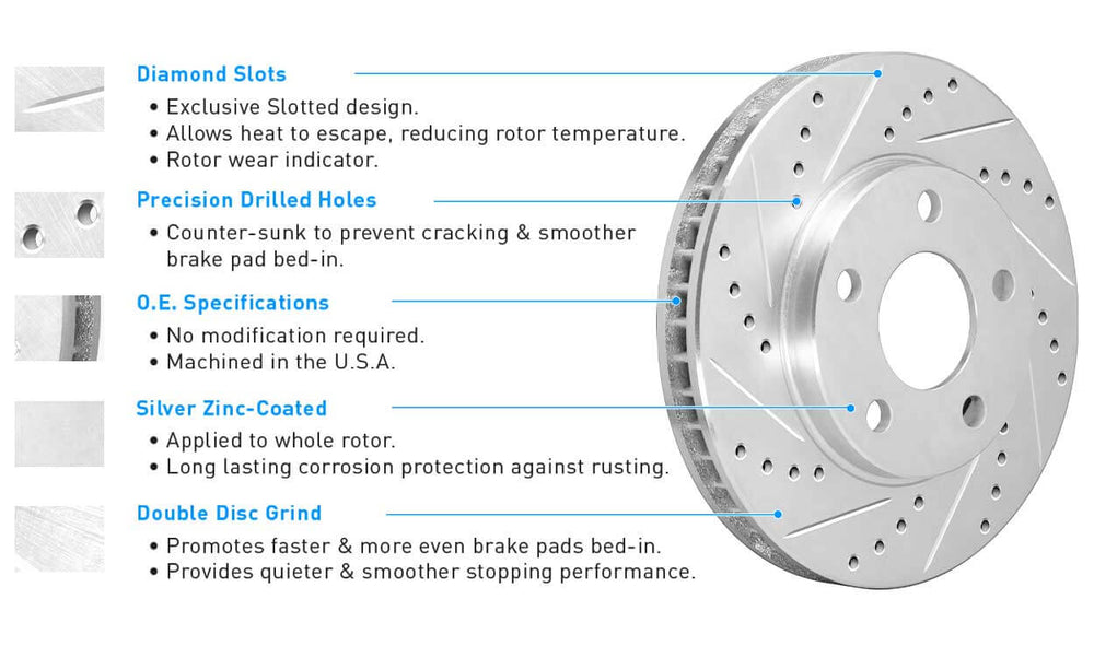 R1 Concepts Brake Rotors - Slotted - Silver w/ 5000 Oep Pads Hdw Fits Saab 9-2X