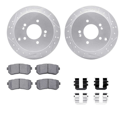 DFC 10-16 Hyundai Tucson Rear Drilled & Slotted Geoperformance Rotors 5000 Advanced Pads w/Hardware