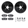 R1 04-10 Toyota Camry Front Drilled & Slotted Black Brake Rotor Set w/Ceramic Pads and Hardware