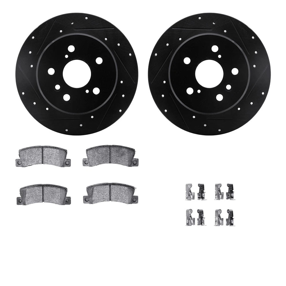 R1 E- Line Series Brake Rotor - D/S - Black w/ Ceramic Pads Hdw Fits Toyota Camry