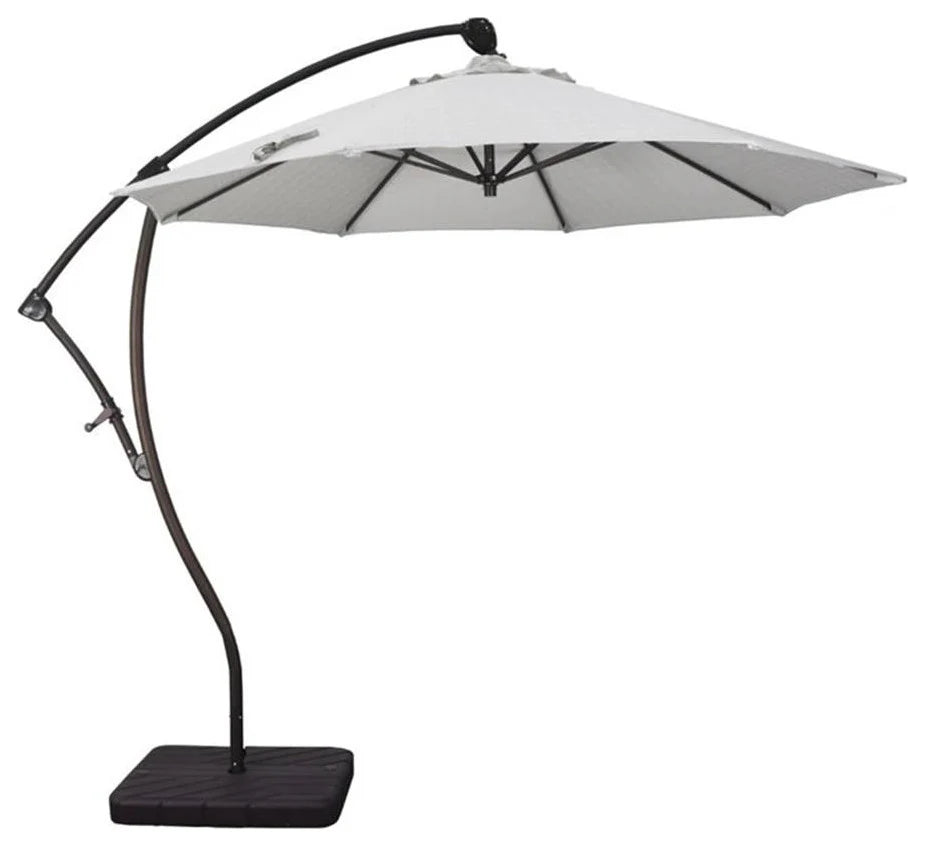 BAYSIDE SERIES 9FT CRANK LIFT ALUM CANTILEVER UMBRELLA IN WOVEN GRANITE OLEFIN