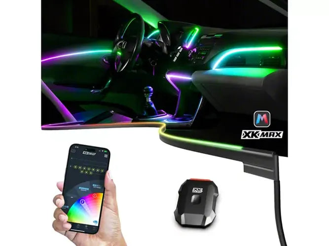 XK Glow XKmax RGB Fiber Optic LED Interior Automotive Ambient Light Kit - 4x43in