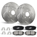 R1 12-16 Subaru Impreza Front & Rear Carbon Coated Brake Rotor Set w/Optimum OE Pads and Hardware