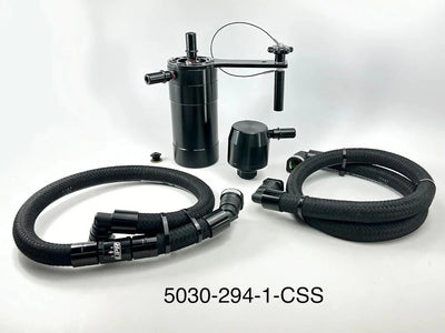 UPR Products Plug N Pla Single Valve Oil Catch Can with CSS (fits 2023-2024 Ford F250 7.3 Godzilla/6.8 Gas with Dual Battery) 5030-294-1-CSS