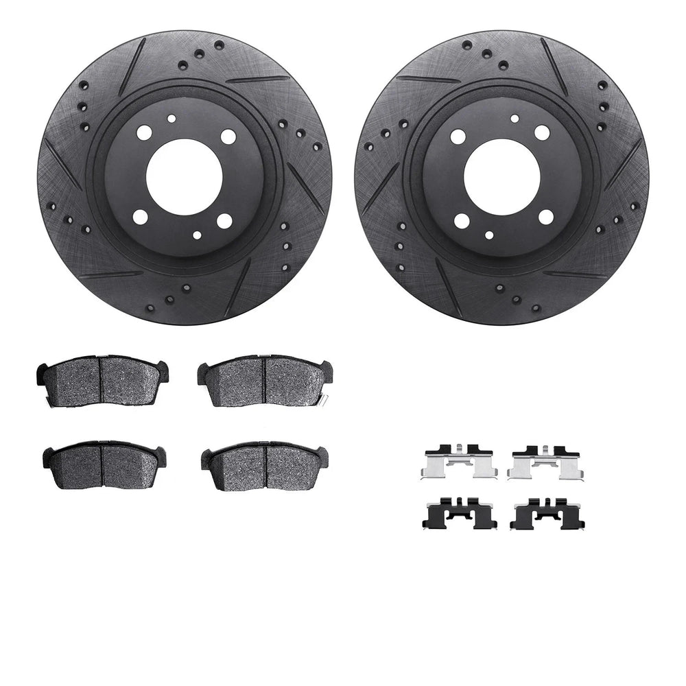 R1 E- Line Series Brake Rotor - D/S - Black w/ Ceramic Pads Hdw Fits Mitsubishi i-MiEV