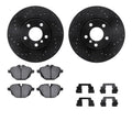 R1 Concepts Black Drilled Slotted Rotors with 5000 Oep Brake Pads Hdw Fits BMW X3