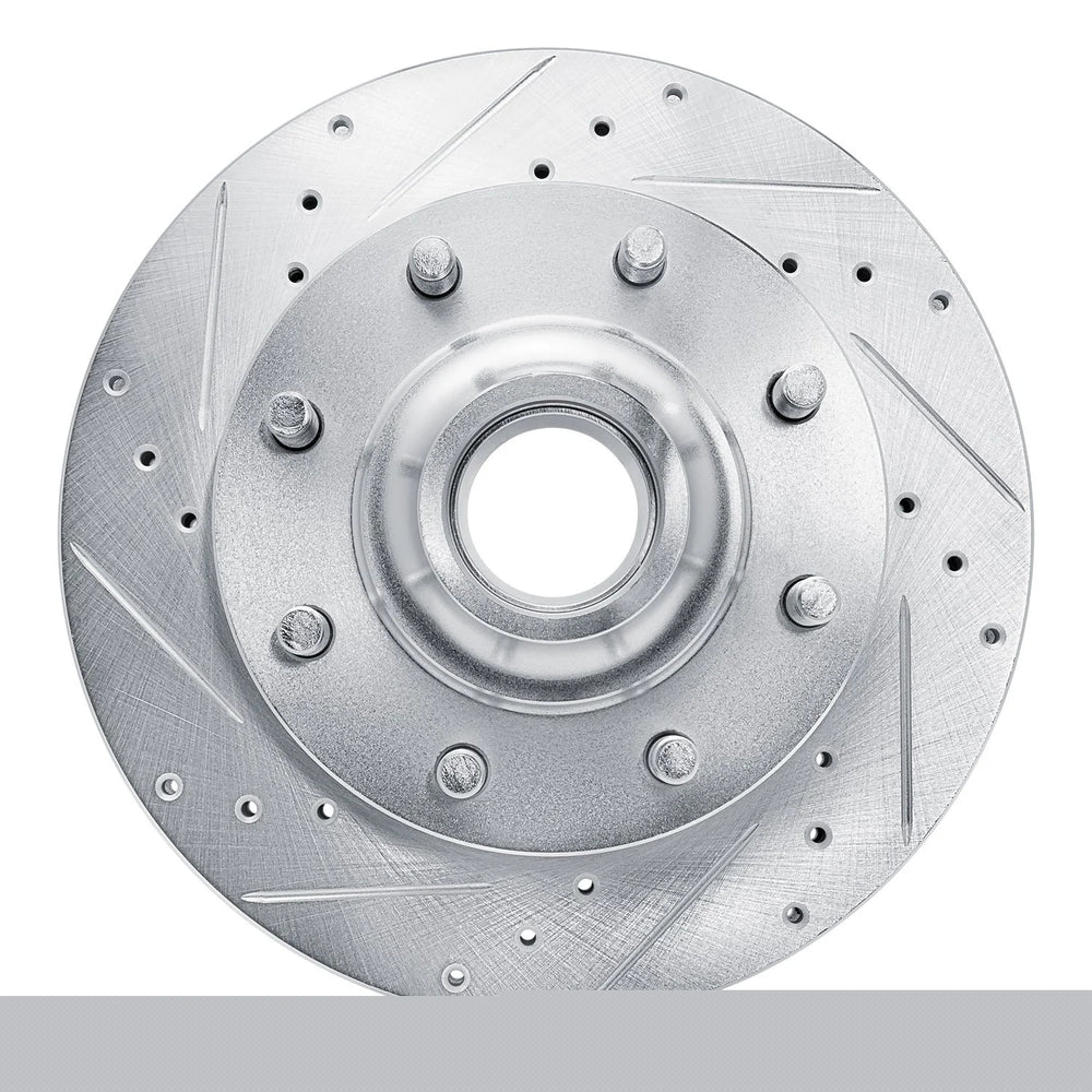 R1 93-06 Chevrolet P30 Front Left Drilled & Slotted Black Brake Rotor