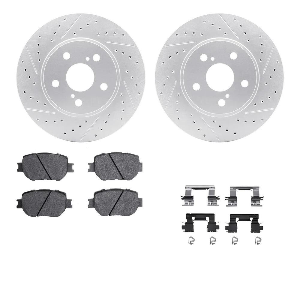 R1 14-15 Lexus IS250 Front Drill/Slot Carbon Coated Rotor Set w/Optimum Pads