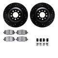 R1 Concepts Black Drilled Slotted Rotors with 5000 Oep Brake Pads Hdw