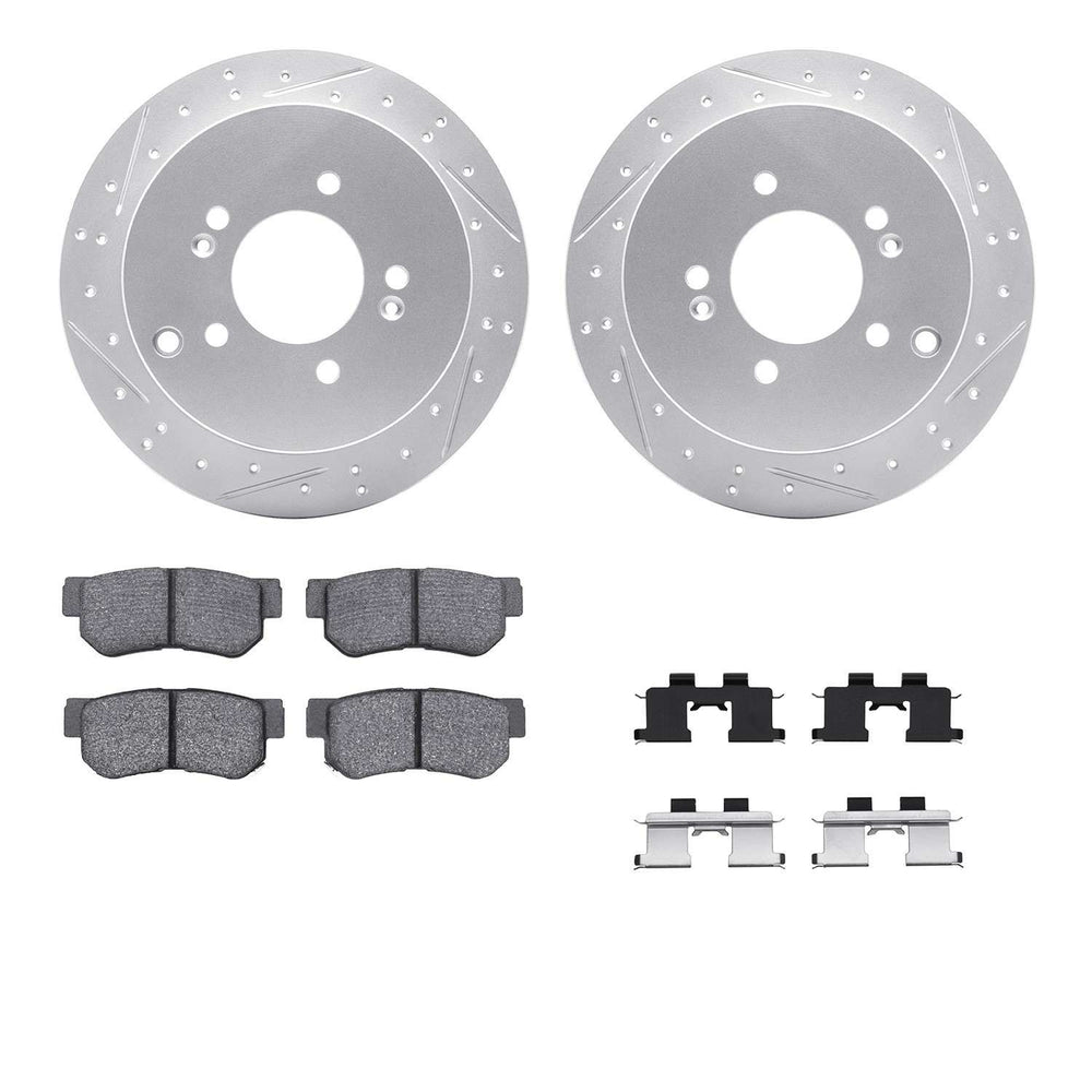 DFC 01-10 Hyundai Tucson Rear Drilled & Slotted Geoperformance Rotors 5000 Advanced Pads w/Hardware