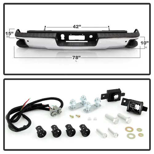 1418 SILVERADO/SIERRA 1500 REAR STEEL BUMPER CHROME