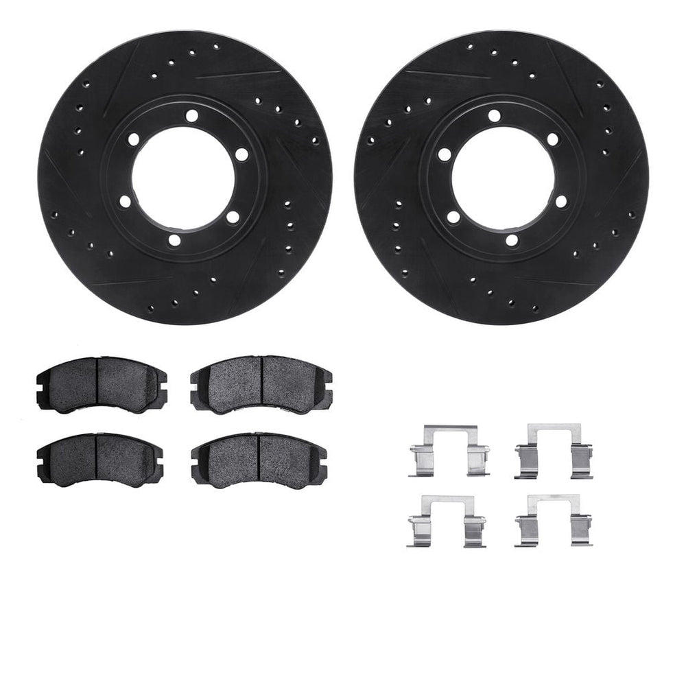 R1 E- Line Series Brake Rotor - D/S - Black w/ Ceramic Pads Hdw Fits Honda Passport