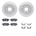R1 17-24 Nissan Titan Rear Drilled & Slotted Silver Brake Rotor Set w/Ceramic Pads and Hardware