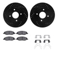 R1 E- Line Series Brake Rotor - D/S - Black w/ Ceramic Pads Hdw Fits Nissan Tiida