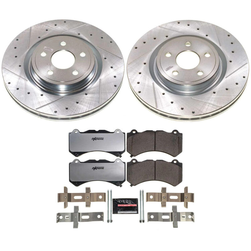 R1 16-25 BMW 530i xDrive Rear Drilled & Slotted Silver Brake Rotor Set w/Ceramic Pads and Hardware