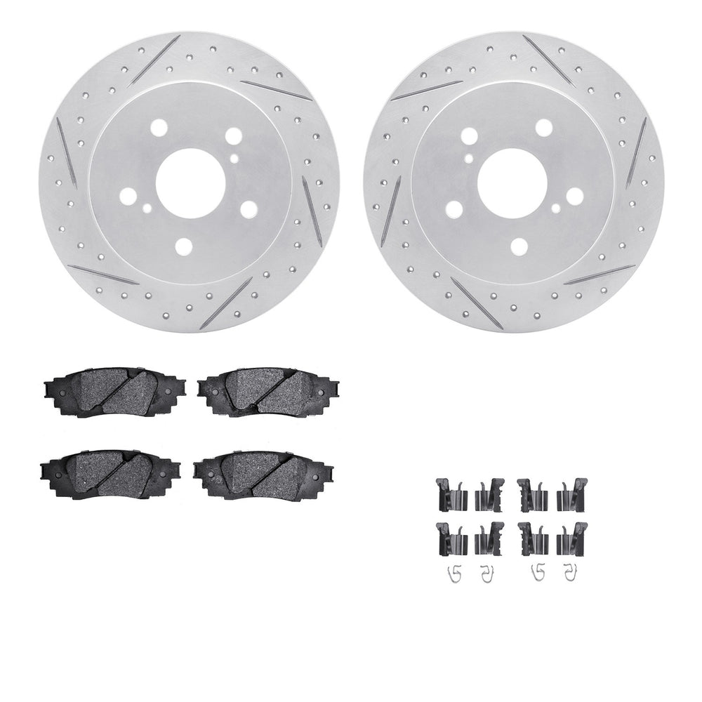 DFC 18-25 Lexus UX250h Rear Drilled & Slotted Geoperformance Rotors 5000 Advanced Pads w/Hardware