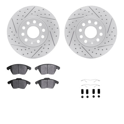 DFC 05-13 Audi A3 Front Drilled & Slotted Geoperformance Rotors 5000 Advanced Brake Pads w/Hardware