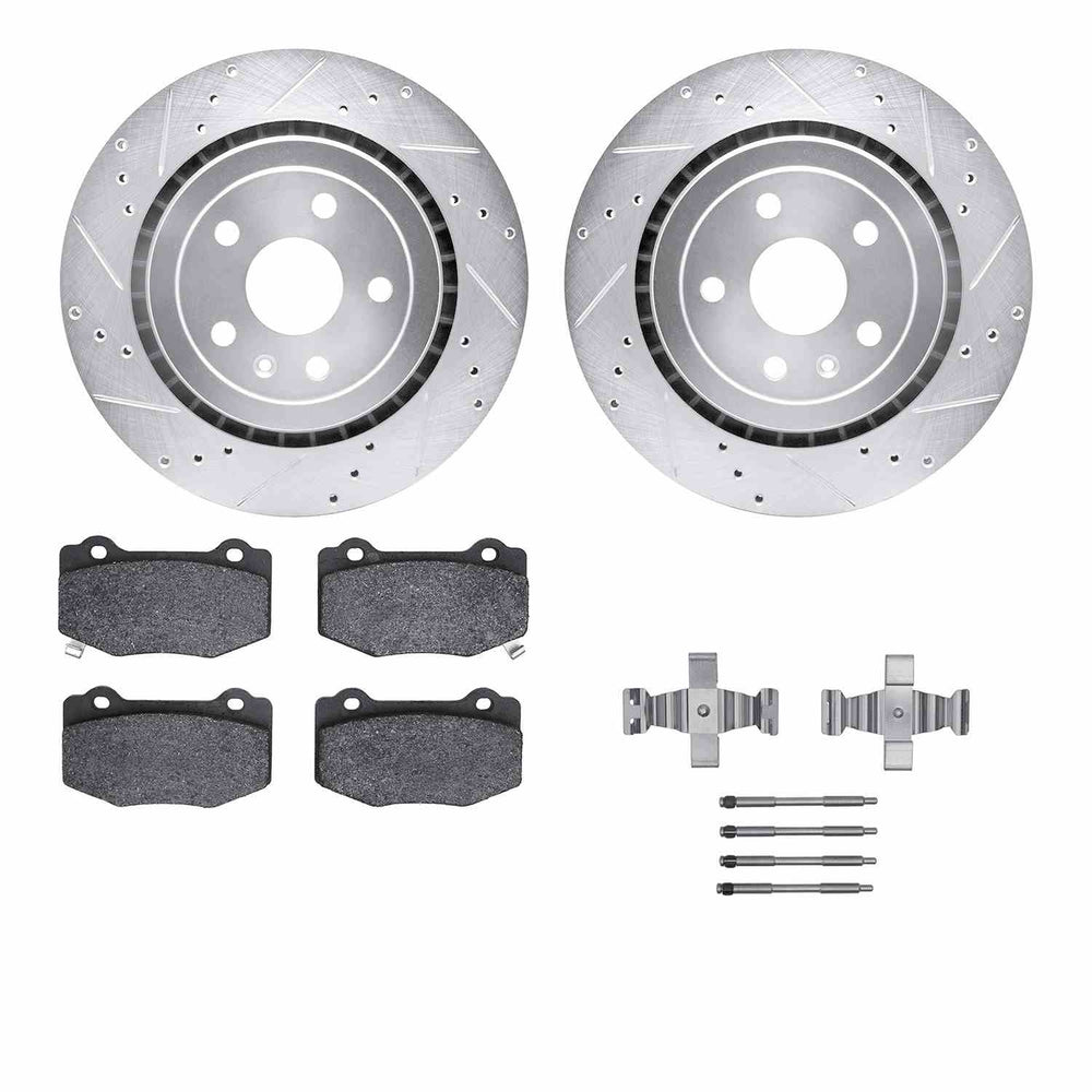 DFC 16-24 Cadillac ATS Rear Drilled & Slotted Silver Rotors with 5000 Advanced Brake Pads w/Hardware