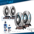 R1 Concepts Brake Rotors - Slotted - Black w/ Semi-Met Pads Hdw Fits Volkswagen Jetta