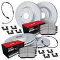 R1 Concepts Brake Rotors - Slotted - Black w/ Semi-Met Pads Hdw Fits Volkswagen Jetta