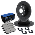R1 Concepts Brake Rotors - Slotted - Black w/ Semi-Met Pads Hdw Fits Volkswagen Jetta