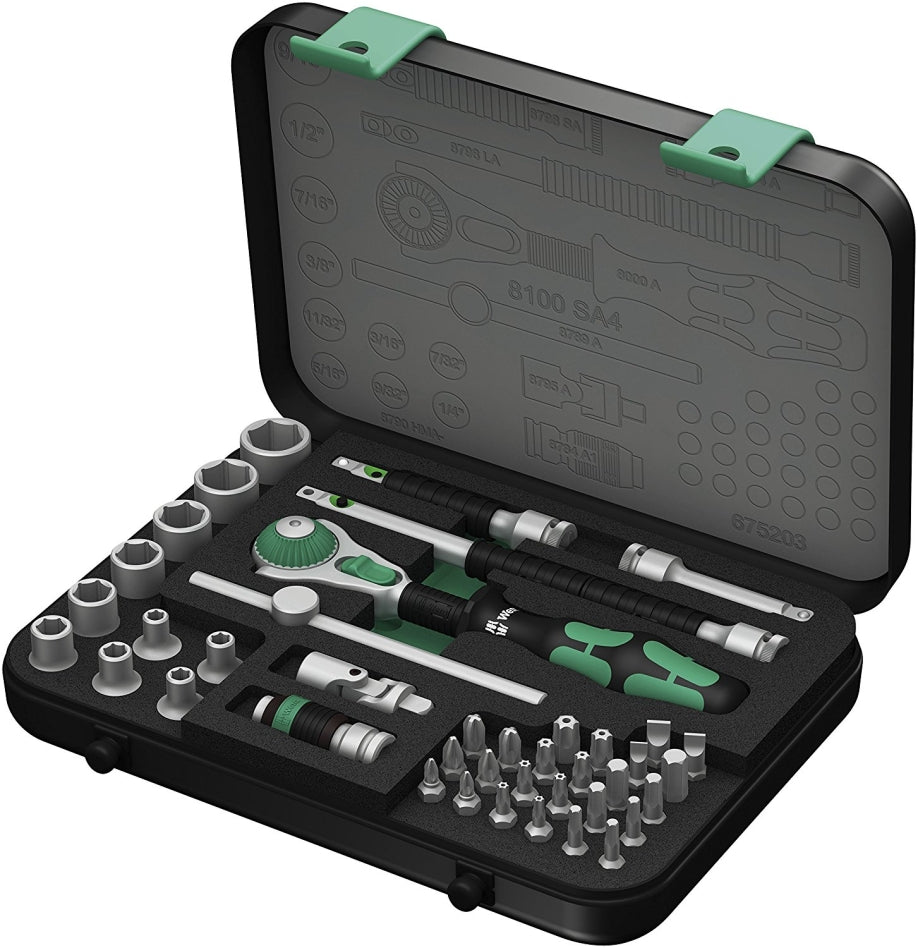 8100 SA 4 ZYKLOP SPEED RATCHET SET 1/4IN DRIVE IMPERIAL 41 PCS