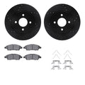 R1 12-24 Nissan Micra Front Drilled & Slotted Black Brake Rotor Set w/Ceramic Pads and Hardware