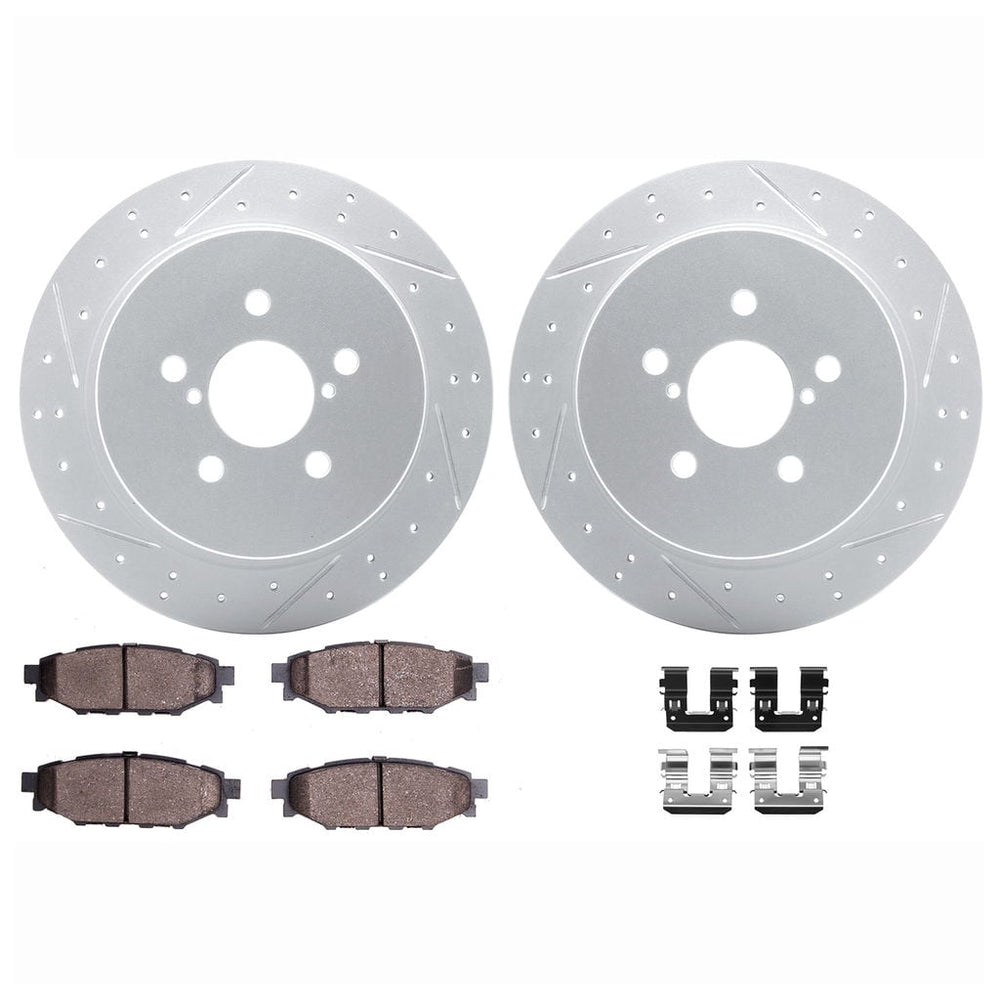 DFC 05-09 Subaru Legacy Rear Drilled & Slotted Geoperformance Rotors 5000 Advanced Pads w/Hardware