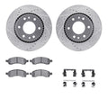 R1 Concepts Silver Drilled Slotted Rotors with 5000 Oep Brake Pads Hdw Fits Buick Rainier
