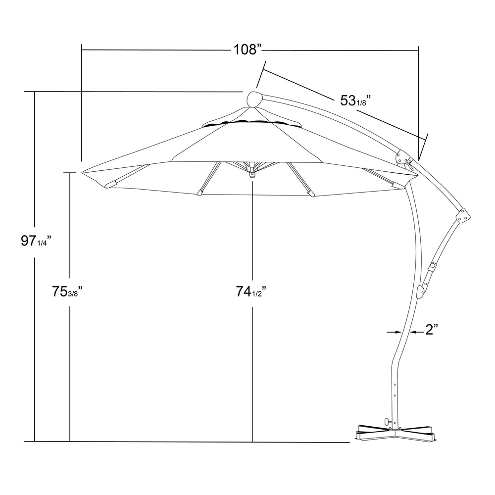 BAYSIDE SERIES 9FT CRANK LIFT ALUM CANTILEVER UMBRELLA IN WHITE OLEFIN