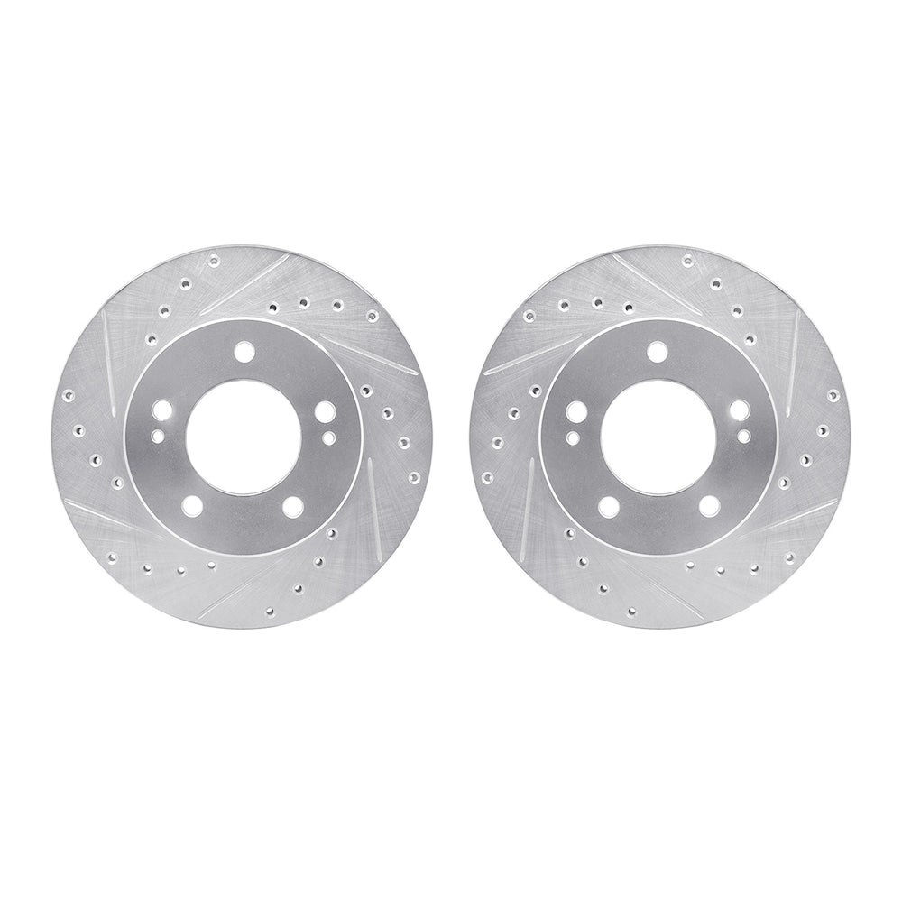 R1 83-89 Chrysler ConQuest Front Drilled & Slotted Silver Brake Rotor Set
