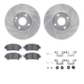 R1 16-25 Mazda 2 Front Drilled & Slotted Silver Brake Rotor Set w/Ceramic Pads and Hardware