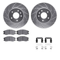 R1 Concepts Silver Drilled Slotted Rotors with 5000 Oep Brake Pads Hdw Fits Chevrolet Captiva