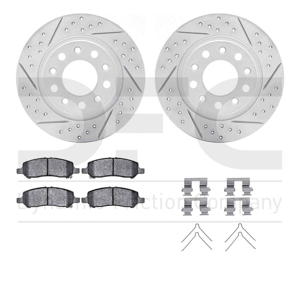 DFC 13-16 Dodge Dart Rear Drilled & Slotted Geoperformance Rotors 5000 Advanced Pads w/Hardware