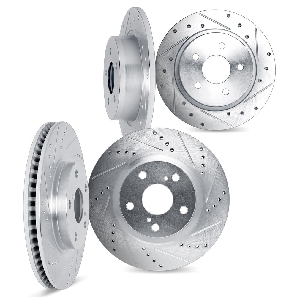 DFC 00-10 Pontiac Vibe Front & Rear Drilled & Slotted Silver Rotors