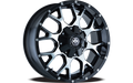 ~(48 lbs. 22X22X11)~ WARRIOR (8015) BLACK W/PRISM RED 20X10 8-165.1/8-170 -25mm 130.8mm