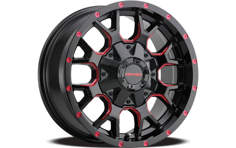~(48 lbs. 22X22X11)~ WARRIOR (8015) BLACK W/PRISM RED 20X10 8-165.1/8-170 -25mm 130.8mm