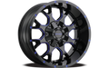 ~(48 lbs. 22X22X11)~ WARRIOR (8015) BLACK W/PRISM RED 20X10 8-165.1/8-170 -25mm 130.8mm
