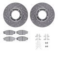 R1 85-92 Toyota Pickup Front Drilled & Slotted Silver Brake Rotor Set w/Ceramic Pads and Hardware