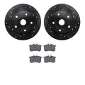 R1 E- Line Series Brake Rotor - D/S - Black w/ Ceramic Pads Fits Volkswagen Corrado