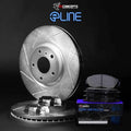 R1 Concepts Brake Rotors - Slotted - Silver w/ Semi-Met Pads Hdw Fits Saab 9-2X