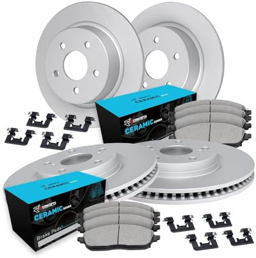 R1 Concepts Brake Rotor- Carbon Coated with Ceramic Pads Hdw Fits Ford C-Max