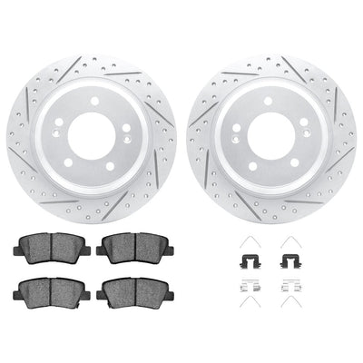 DFC 13-24 Hyundai Sonata Rear Drilled & Slotted Geoperformance Rotors 5000 Advanced Pads w/Hardware