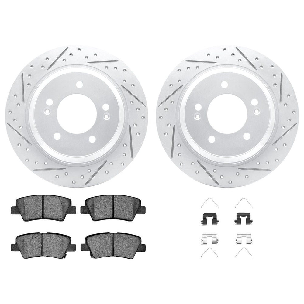 DFC 13-24 Hyundai Sonata Rear Drilled & Slotted Geoperformance Rotors 5000 Advanced Pads w/Hardware